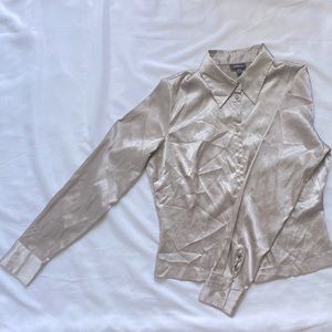 Satin womens button up